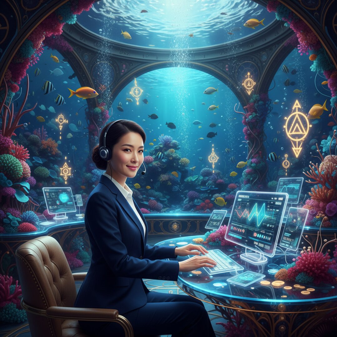 Team hỗ trợ trong văn phòng phong cách đại dương